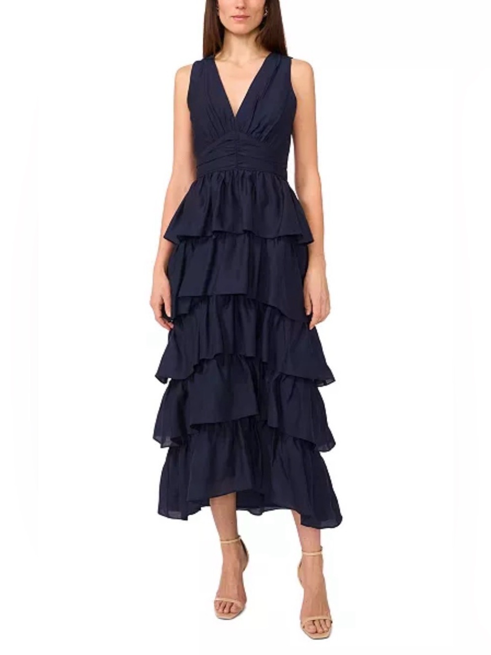 🌺NWT 1.STATE NAVY RUFFLE MAXI DRESS SIZE 8🌺